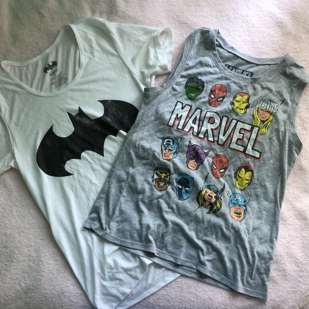 Marvel tank and Batman shirt